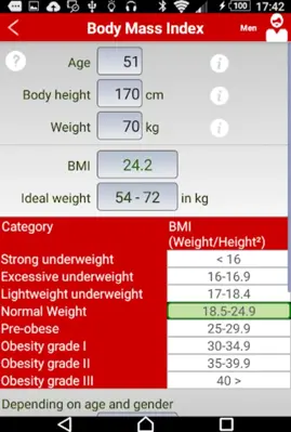 Ideal Body Mass Index android App screenshot 5